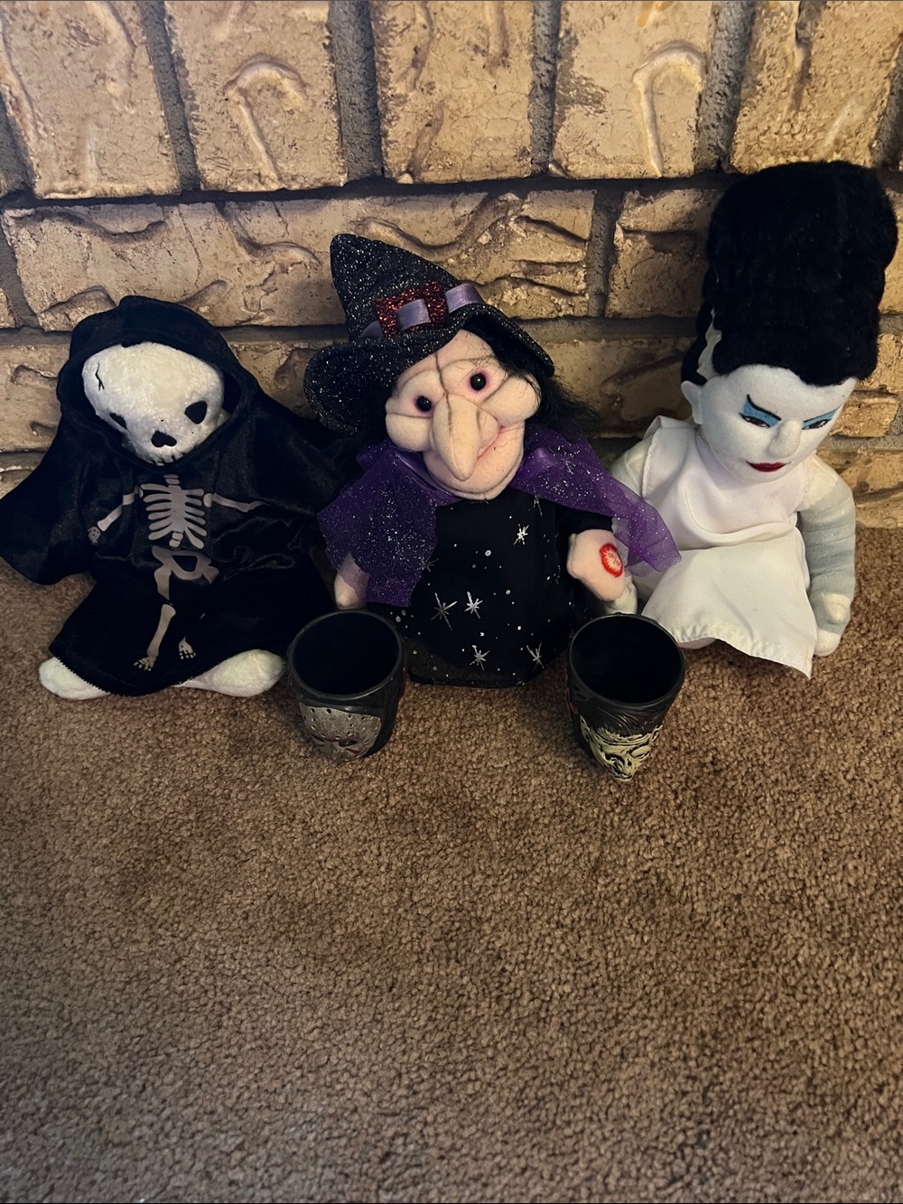 Witch Plush Toy - Purple and Black and Shot Glasses
